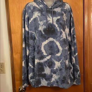 Ideology Blue and White Tie-Dye Lightweight Hoodie Sweatshirt